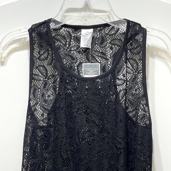 New Swim Cover Westloop Medium Black Lace Mesh Sleeveless Tank Dress NWT - Picture 2 of 5